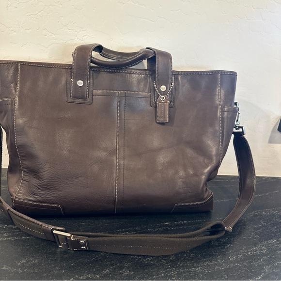 Coach Brown Travel Bag with Distressed Leather and Silver Hardware - Picture 1 of 14